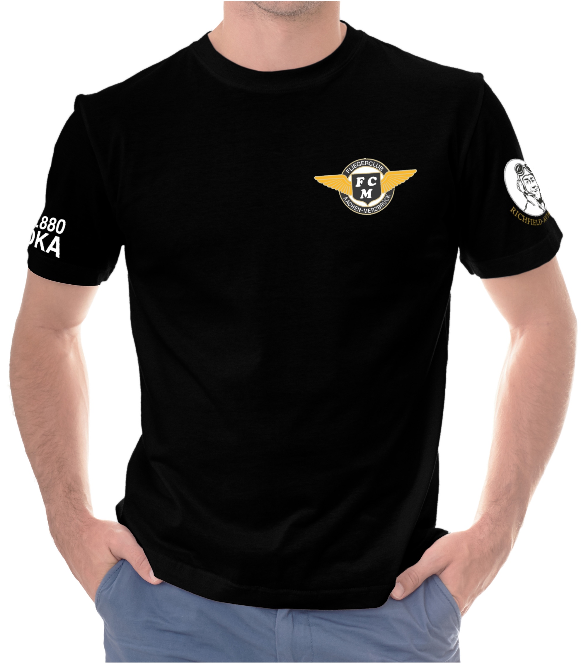 EDKA-man-t-shirt-black-01 Herren T-Shirt Fliegerclub Merzbrück e.V.