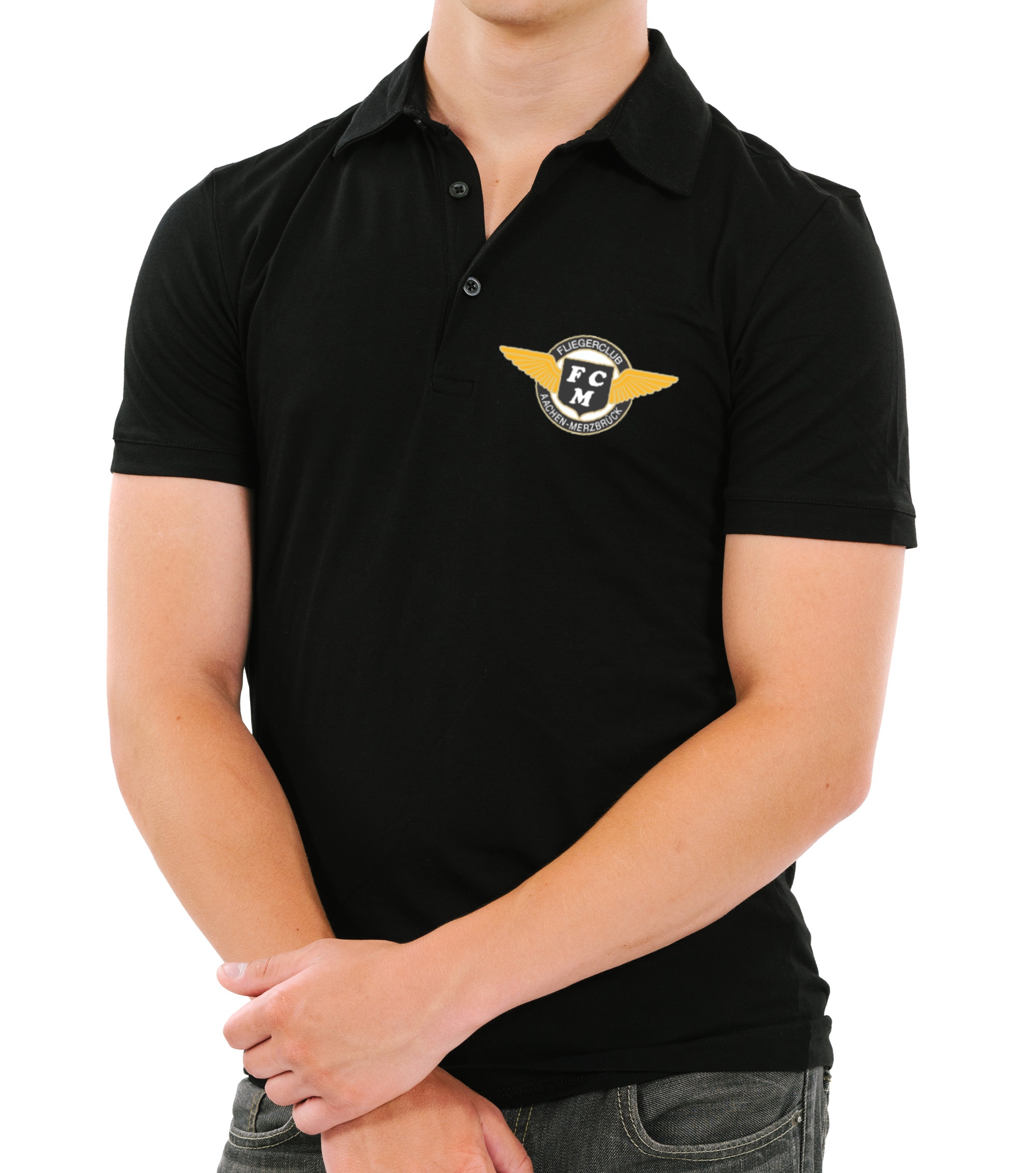EDKA-BASIC-man-polo-black-01 Herren BASIC-Polo-Shirt Fliegerclub Merzbrück e.V.
