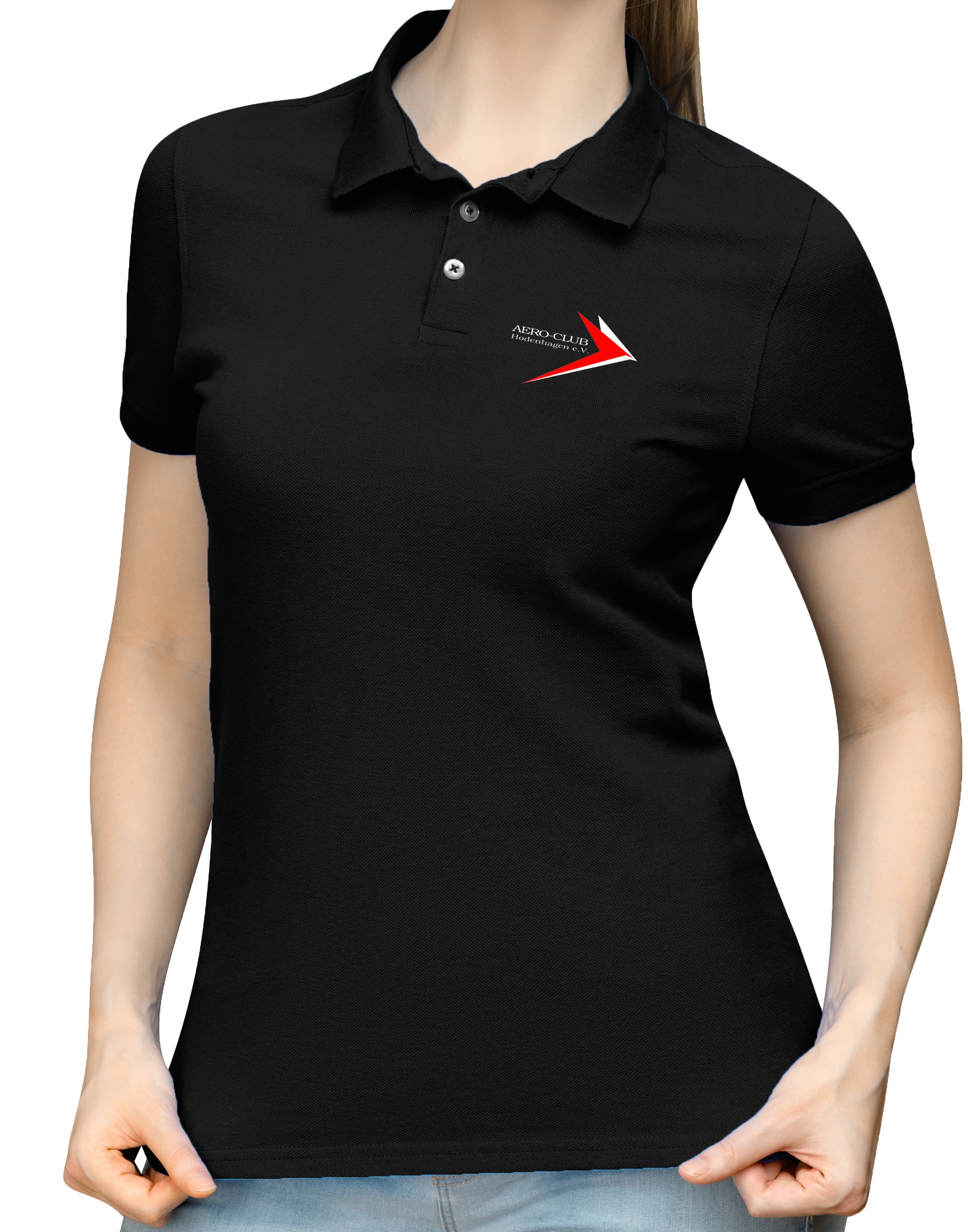 EDVH-BASIC-lady-polo-black-01 Damen BASIC-Polo-Shirt AERO-Club Hodenhagen e.V.