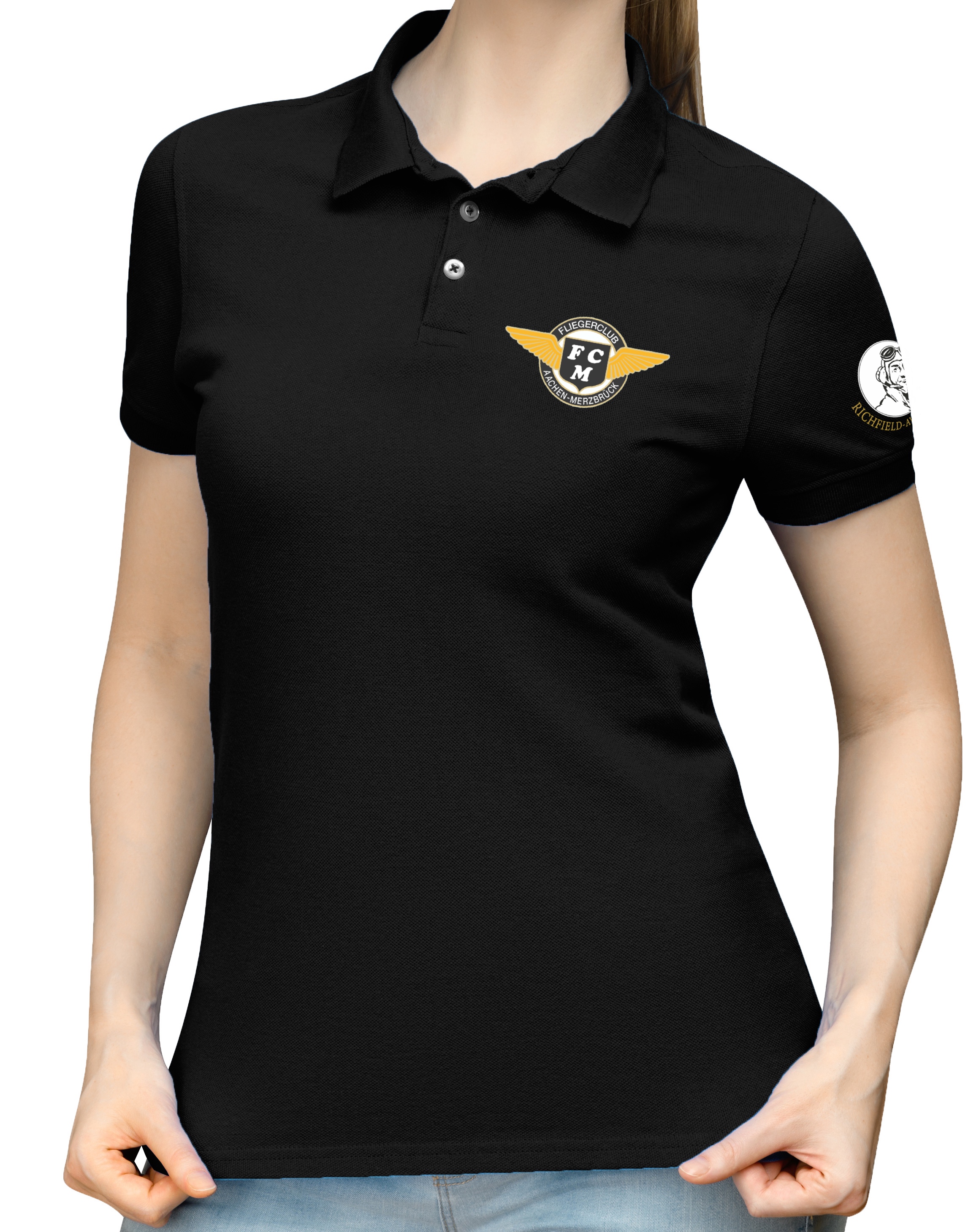 EDKA-lady-polo-shirt-black-01r4aJtihNswIoW Damen Polo-Shirt Fliegerclub Merzbrück e.V.